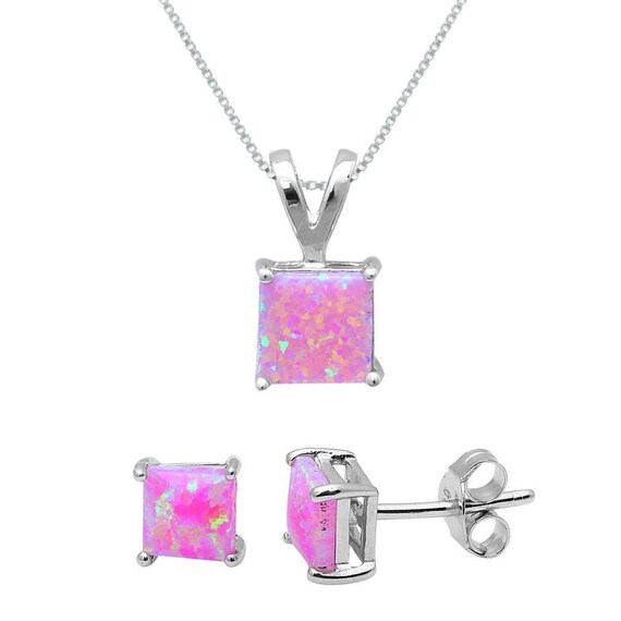 Opal Jewelry Sets October Birthstone Necklace Set Sterling
