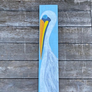 Pelican Decor, Beach House Decor, Pelican Art, Pelican Painting, Beach Themed Art, Birthday Gift, Beach Lover Gift, Wood Pelican Art