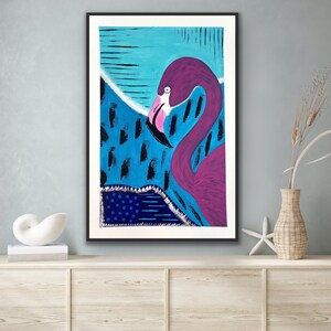Flamingo, Flamingo Painting, Wall Decor, Abstract Art, Abstract Flamingo Painting, Bird Painting, Flamingo Art, Original Art
