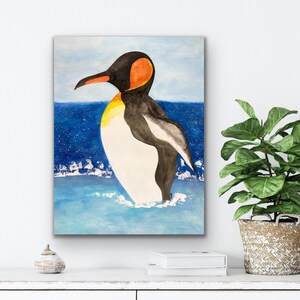 King Penguin Art Print, Penguin Art, Penguin Art Print, Penguin Painting, Penguin Wall Decor, King Penguin Art Print
