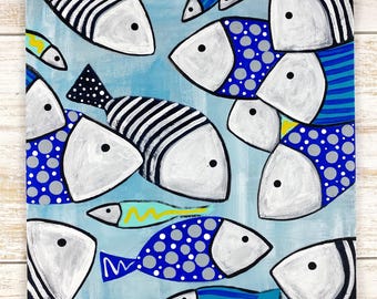 Fish Painting, Fish Art, Beach House Decor, Tropical Fish Art, Coastal Art, Nautical Theme, Blue Fish Painting, Beachy Art, Island Art, Gift