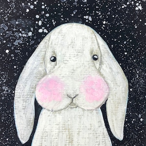 Mini Bunny Art, Bunny Rabbit Painting, House Decor, Wall Decor, Mini Art Paper Painting, Rabbit Art, Original Bunny Painting, Bunny Art
