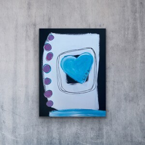 Heart Painting, White & Black Painting, Heart Art, Abstract Art, Love Painting, Bohemian Theme, Colorful Art