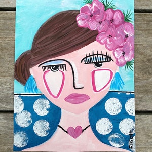 Face Art, Original Art, “Annabelle”, Abstract Face Painting, Woman Portrait, Small Art, Girl Gift, People Art, Lady Portrait