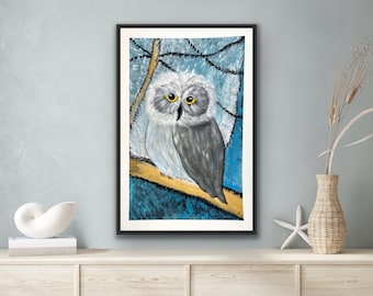 Original Owl Painting, Owl Painting, House Decor, Living Room Wall Decor, Abstract Art, Abstract Owl Painting, Bird Painting, Owl Art