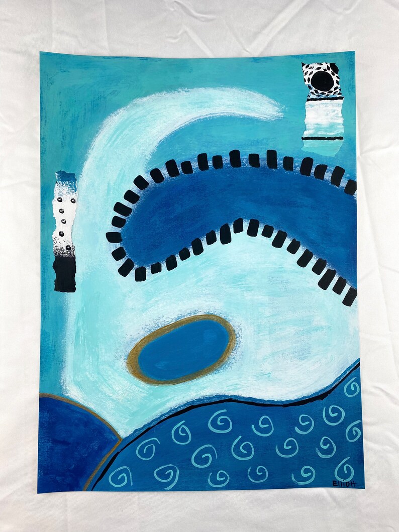 Abstract Painting, “teku”, Blue Abstract Art, Beach House Decor ...