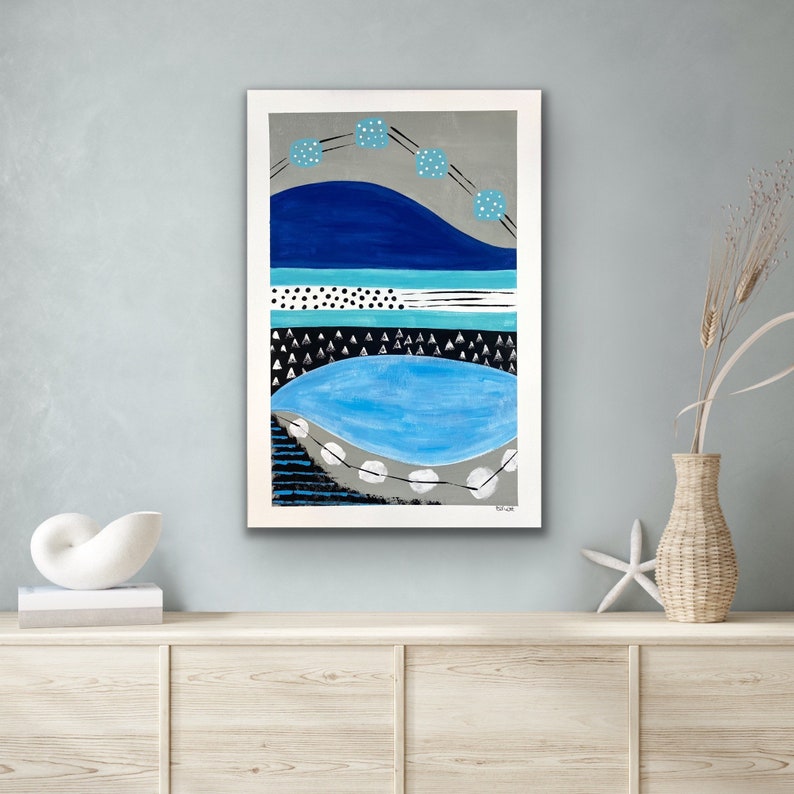 Original, Abstract Painting, Blue Abstract Art, Beach House, Wall Decor ...
