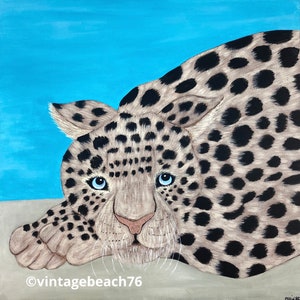 Original Leopard Art, Leopard Painting, Canvas Painting, Safari Decor, Cat Painting, Cat Art