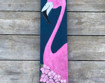 Flamingo Art, Flamingo Painting, Pink Flamingo Decor, Beach House Decor, Coastal Art, Bird Art, Coastal Theme, Nautical Decor, Tropical Bird