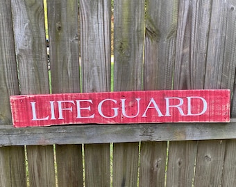 Large Lifeguard Sign, Beach House Sign, Beach Cottage, Wood Sign, Beach Sign, House Decor, Nautical Theme, Coastal Decor, Tropical Theme