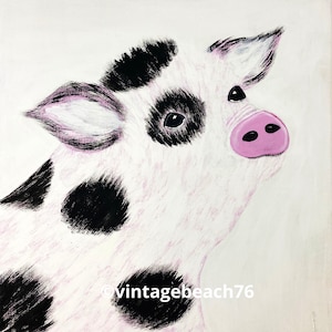 Baby Pig Art, Pig Art, Pig Painting, Animal Art, Farm House Decor, Living Room Wall Decor, Pig Sign, Farm Art-Original