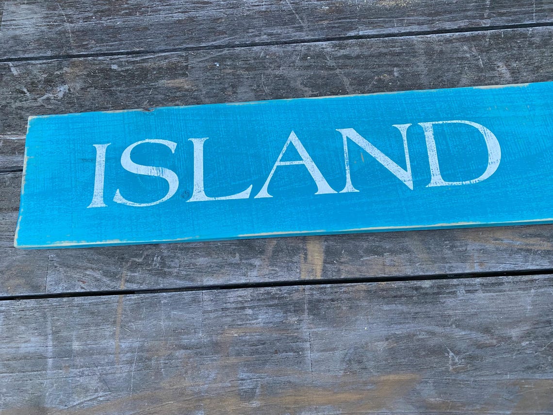 Island Time Wood Sign, Beach Art Decor, Housewarming Gift, Distressed ...