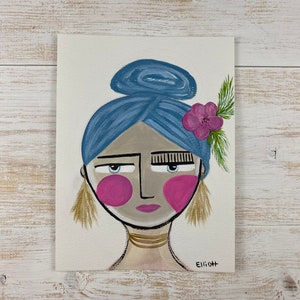 Abstract Figure Art, “Claudia”, Woman Painting, Abstract Face Painting, Woman Portrait, Small Art, Girl Gift, People Face Art, Lady Portrait
