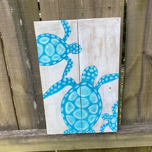Sea Turtle Art, Sea Turtle Sign, Tropical Art, Beach House Decor, Sea Turtle Painting, Nautical Theme, Ocean Decor, Sea Turtle Lover Gift