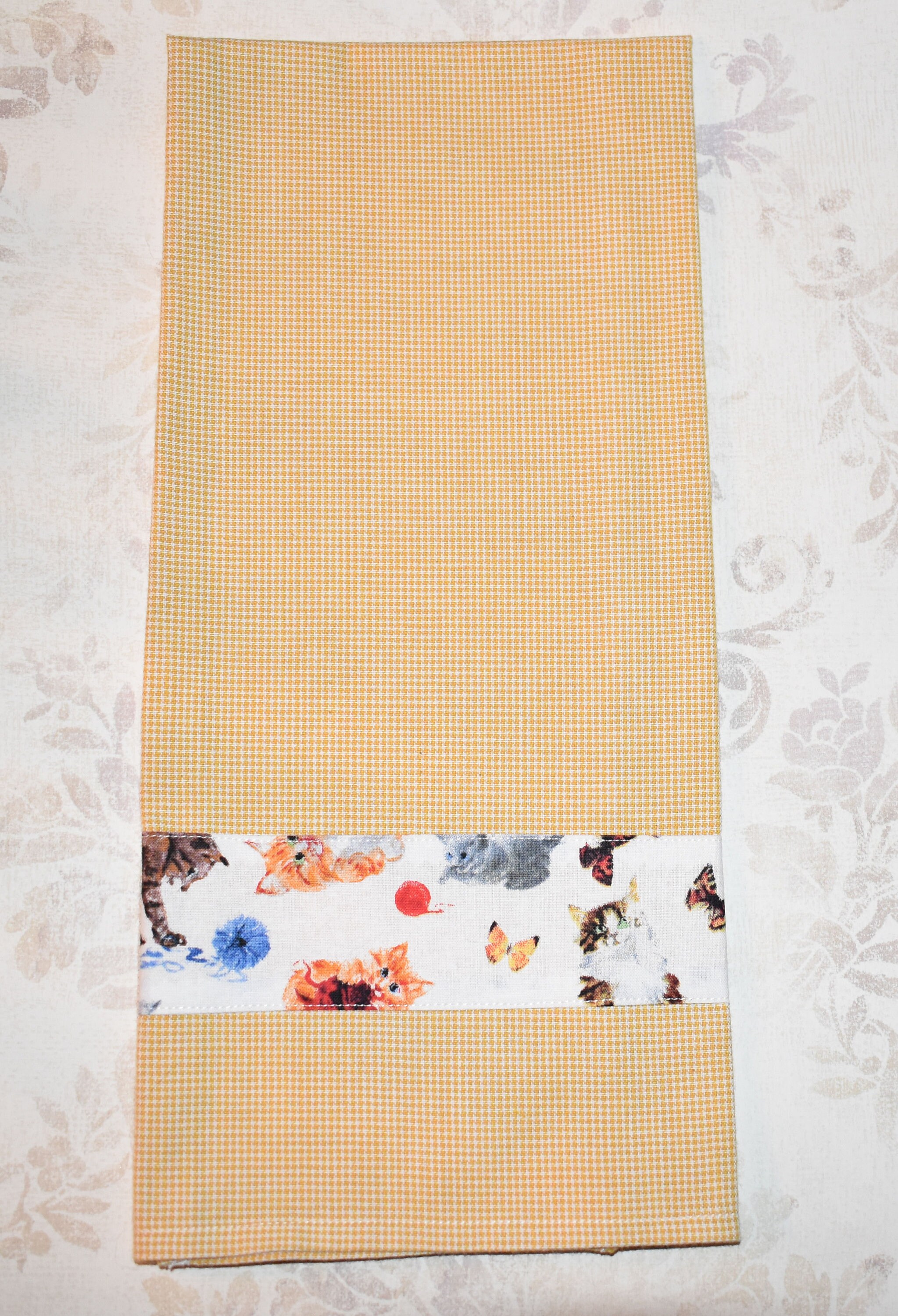 Cat Cats Kitty Meow Homespun Dish Towel Hand Towel 2 Etsy