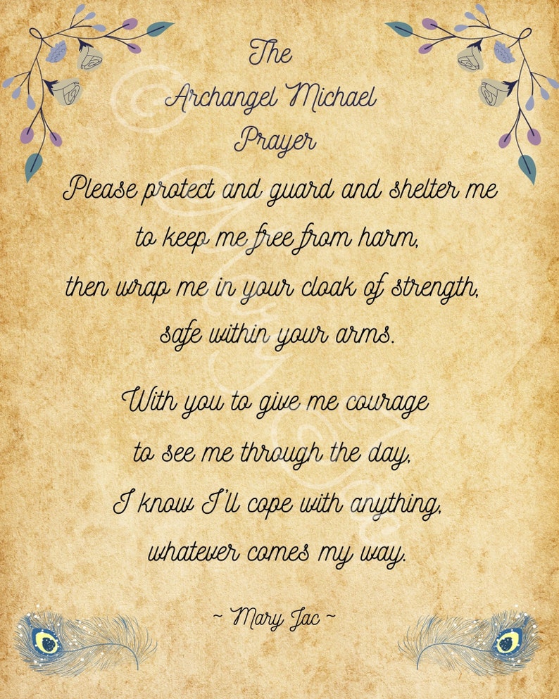 Archangel Michael Prayer Angel Poem Protection Poem  Etsy