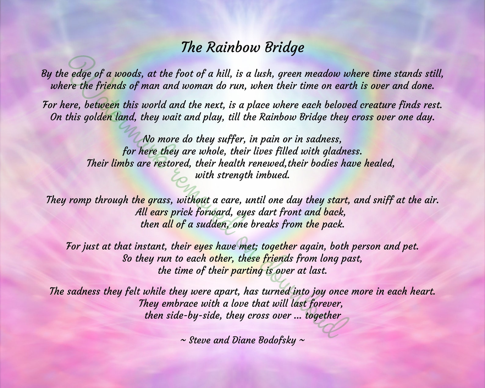 The Rainbow Bridge Poem - Pet Bereavement - Digital File Download - 10