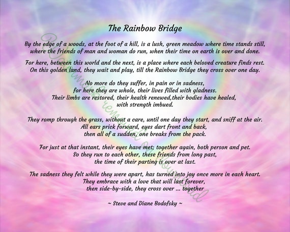 rainbow bridge poem for dogs printable