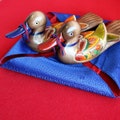 Hand-carved, Woodcraft, Wedding Duck, Silk Giftwrap, Collectible, Asian Home Decor, Korean Artisan, Thanksgiving, Wedding, Anniversary Gift product logo