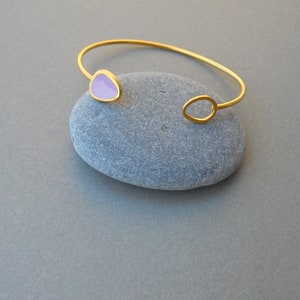 Gold cuff bracelet, minimalist stacking bracelet, brass cuff, lilac delicate bracelet, gift for her