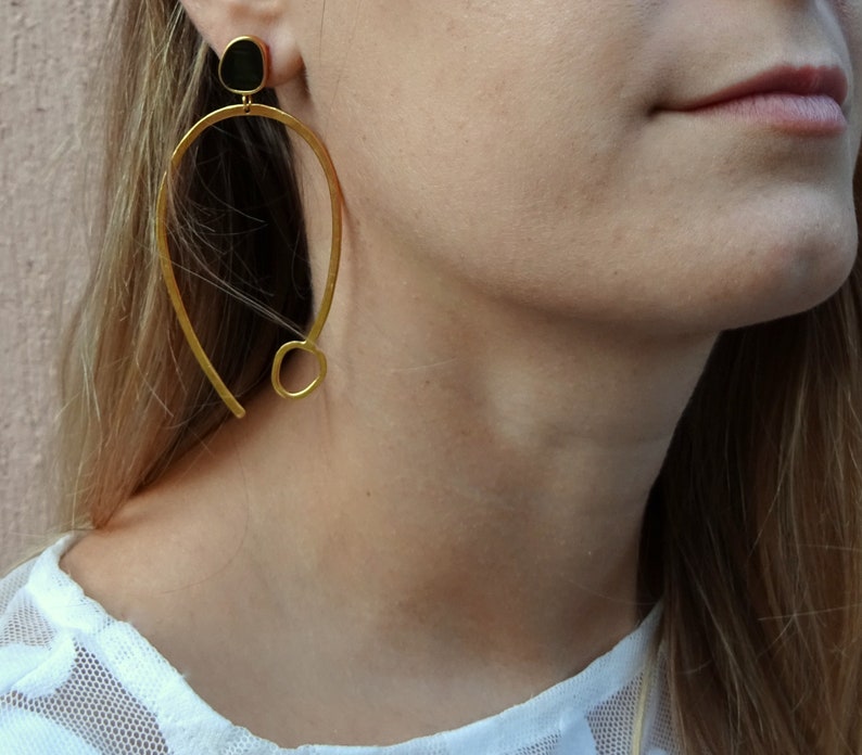 Dangle and drop long turquoise earrings, long silver earrings. image 4