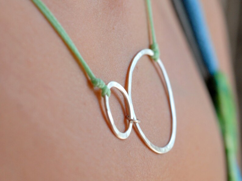 Two Silver Circles Necklace free shipping Eternity Double Circle Necklace