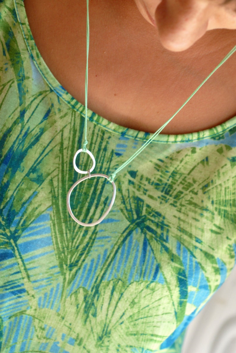 Two Silver Circles Necklace free shipping Eternity Double Circle Necklace