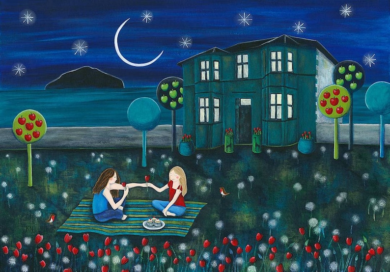 Sisters family scottishartist AilsaCraig gratitude home scotland crescentmoon stars apples tulips robins dandelionclocks dreams image 1