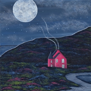 Pink House on Loch Glass #lochglass #pinkhouse #scottishhighlands #scottishart #scottishartprints #pinkhouseartprints #highlandart #gift