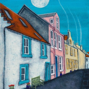 Resting Place on West Shore, Pittenweem #Pitenweem #EastNeuk #Eastcoast #Scotland #Fife #fishingvillage #fullmoon #woodenbench #harbour