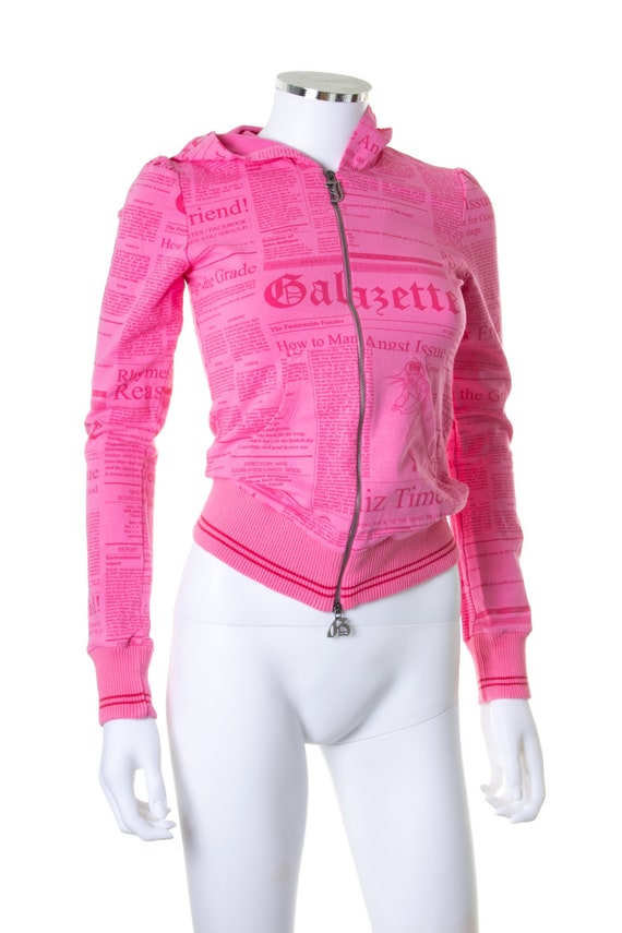 John Galliano Gazette Print Hoodie in Pink