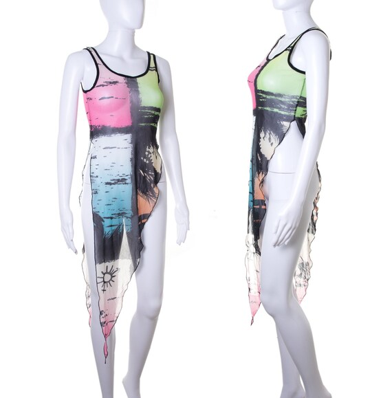 Jean Paul Gaultier 90s Asymmetrical Mesh Top