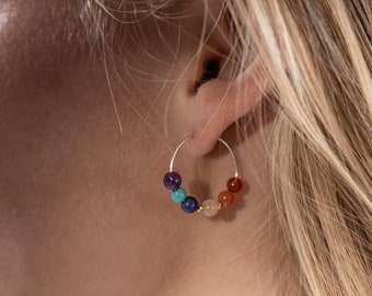 Chakra Earring, yoga jewellery, energy point earrings, gift for yogi, beach style, wheel earrings, meditation earrings, balance earrings