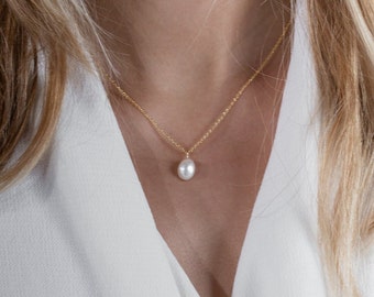 Collar de perlas - Perla de plata - Perla de oro - Perla de agua dulce - Perla delicada - Boda - Collar de novia - Regalo del 30 aniversario de boda