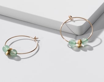 Green Aventurine earrings, birthstone jewellery, May birthday gift, green crystal earrings, pretty green earrings, simple earrings