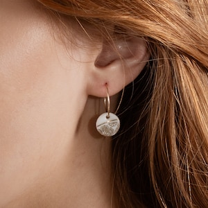 Porcelain White Fleur Earrings, flower ceramic earrings, handmade jewellery, porcelain jewellery, boho flower earrings, intricate earrings image 1
