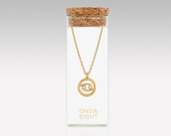 Gold Plated Cancer Zodiac Necklace: Sterling Silver Pendant