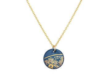 Porcelain Blue Flower Necklace - Ceramic Jewellery - 18th Anniversary Gift - Boho Porcelain Necklace - Handmade Ceramic Necklace