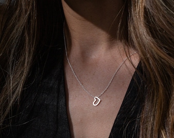 Minimal Heart Necklace, Mothers Necklace, Silver Heart Necklace, Gift for Mom, Gift for Girlfriend, Gift for Her, Cute Heart Necklace,