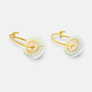 Mint Green Porcelain Etta Gold Earrings – Handmade Ceramic Statement Earrings