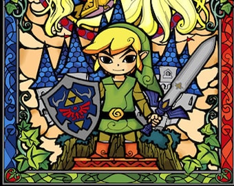 Legend of Zelda Windwarker Stained Glass Art Print Poster