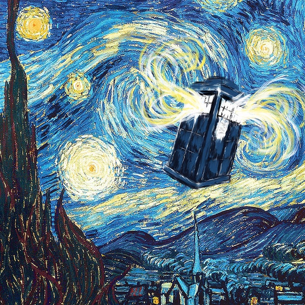 Tardis Starry Night Dr. Wie Vincent van Gogh Art Print Poster