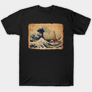 Legend of Zelda Windwaker The Great Wave of Kanagawa, Nintendo, Black Shirt