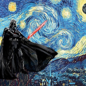 Darth Vader Death Starry Night Vincent van Gogh Art Print Poster