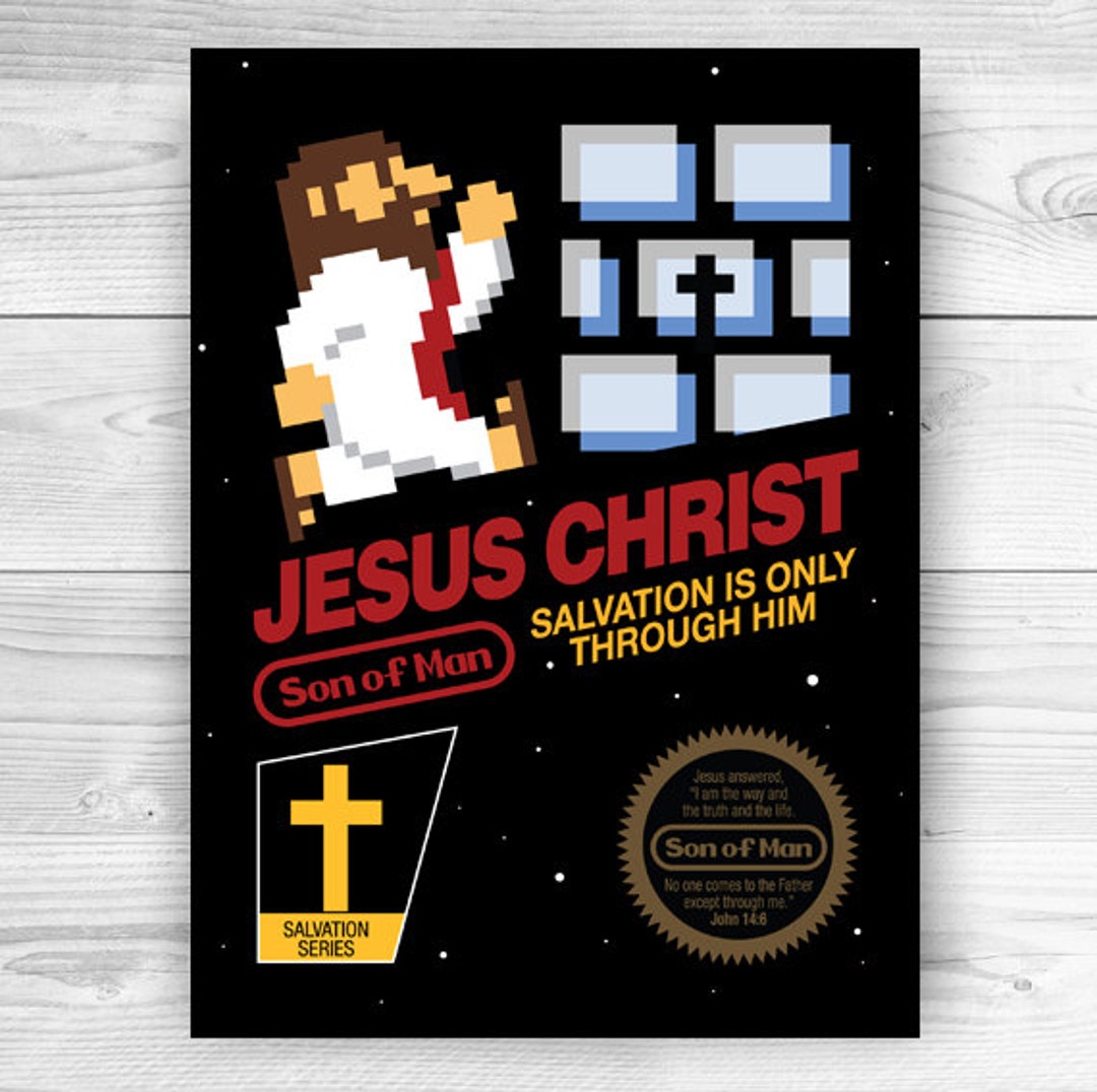 Jesús Cristo, Nintendo, Super Mario Bros, Christian póster, impresión del arte Etsy España