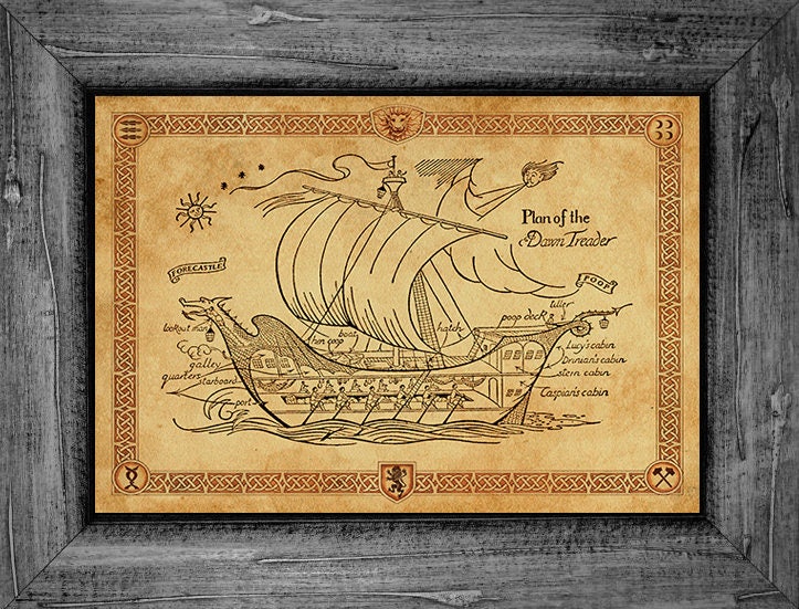 Voyage Of The Dawn Treader Map Narnia Voyage Of The Dawn Treader Ship Art Print | Etsy Denmark