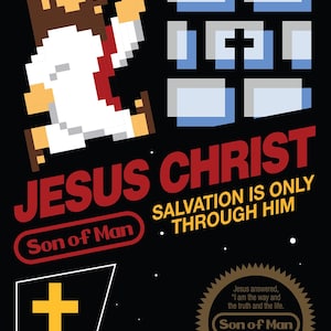 Jesus Christus, Nintendo, Super Mario Bros, Christliches Poster, Kunst Druck