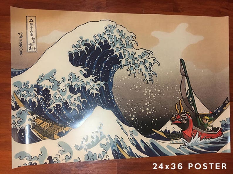 Legend of Zelda Windwaker the Great Wave of Kanagawa Art Print Etsy