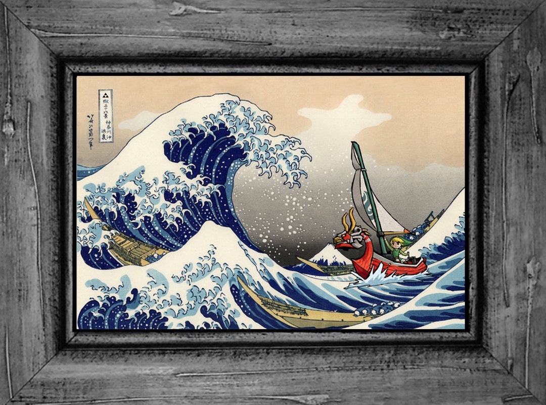 Legend of Zelda Windwaker the Great Wave of Kanagawa Art Print Poster