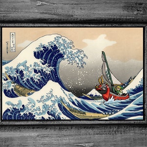 Legend of Zelda Windwaker The Great Wave of Kanagawa Art Print Poster